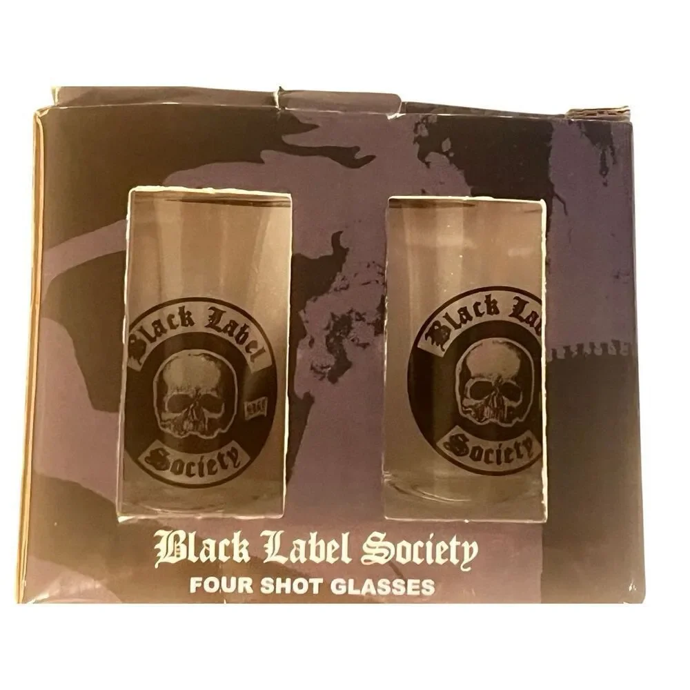 BLACK LABEL SOCIETY BLS FOUR SHOT GLASSES 2 -SKULL LOGO 2 -DEATH BEFORE DISHONOR